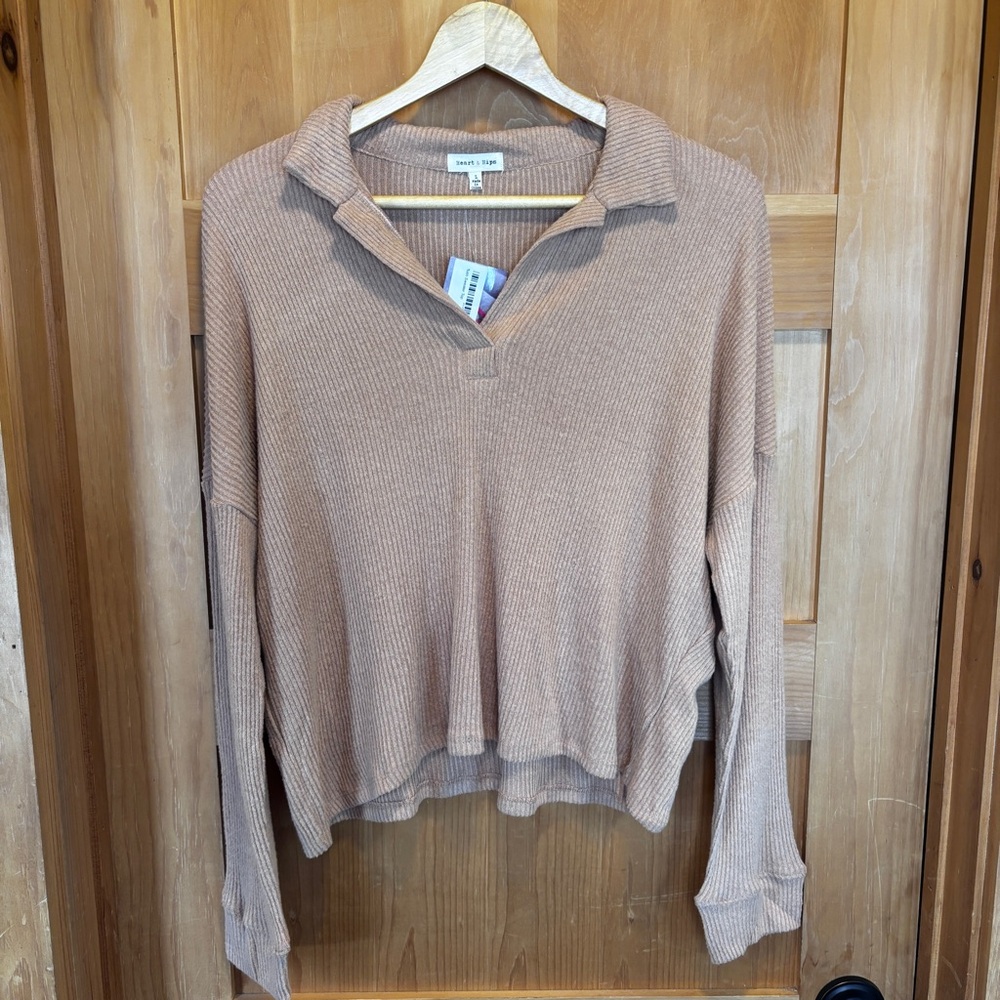 🌺🌺🌺3/25 Heart Hips Ribbed Collared Pullover in Dusty Mauve